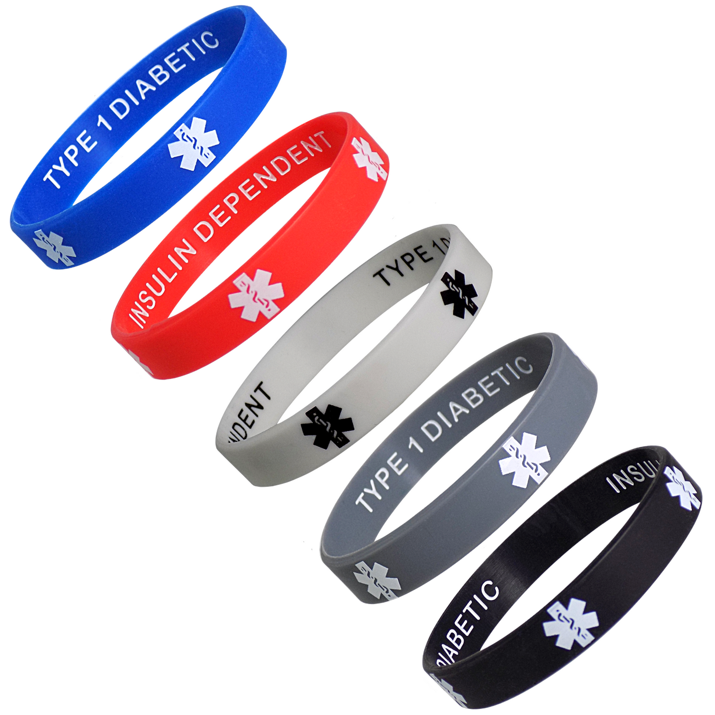 Discreet Protection, Vibrant Style: Type 1 Diabetic Medical Alert Bracelets (5-Pack)