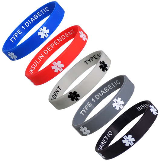 Discreet Protection, Vibrant Style: Type 1 Diabetic Medical Alert Bracelets (5-Pack)