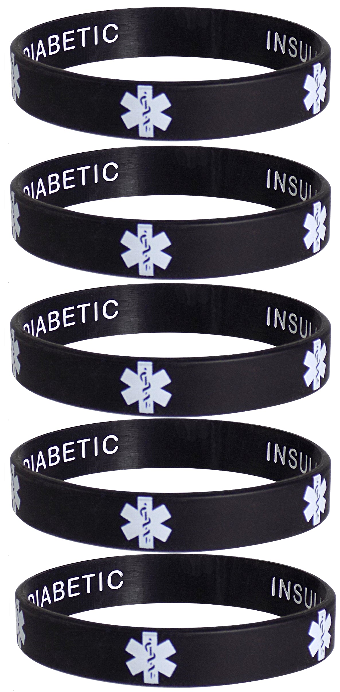 Discreet Protection, Vibrant Style: Type 1 Diabetic Medical Alert Bracelets (5-Pack)