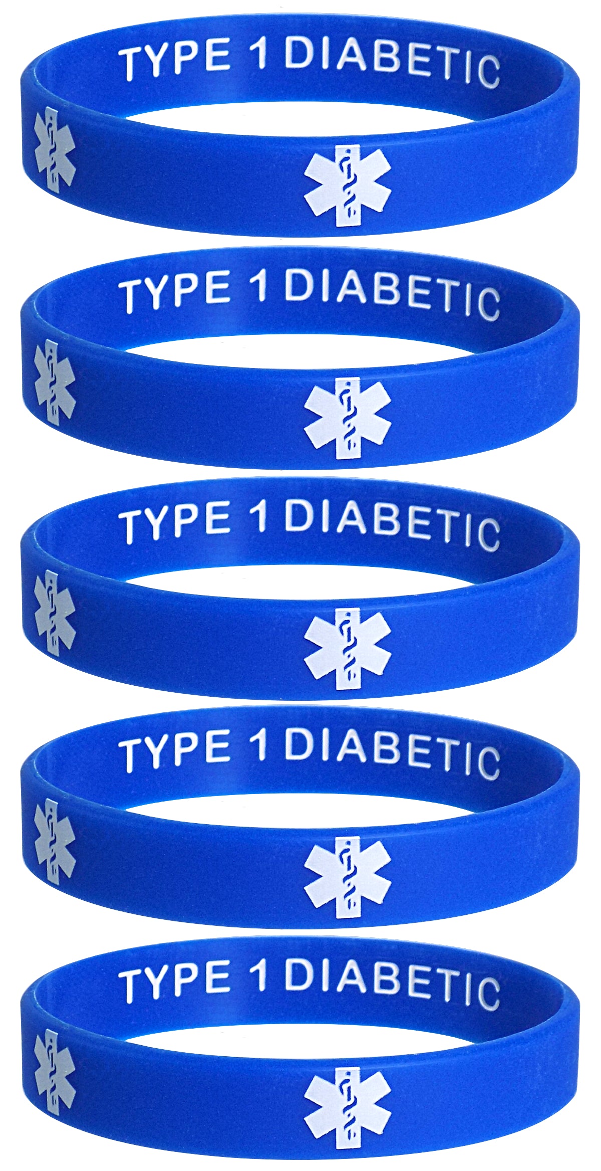 Discreet Protection, Vibrant Style: Type 1 Diabetic Medical Alert Bracelets (5-Pack)