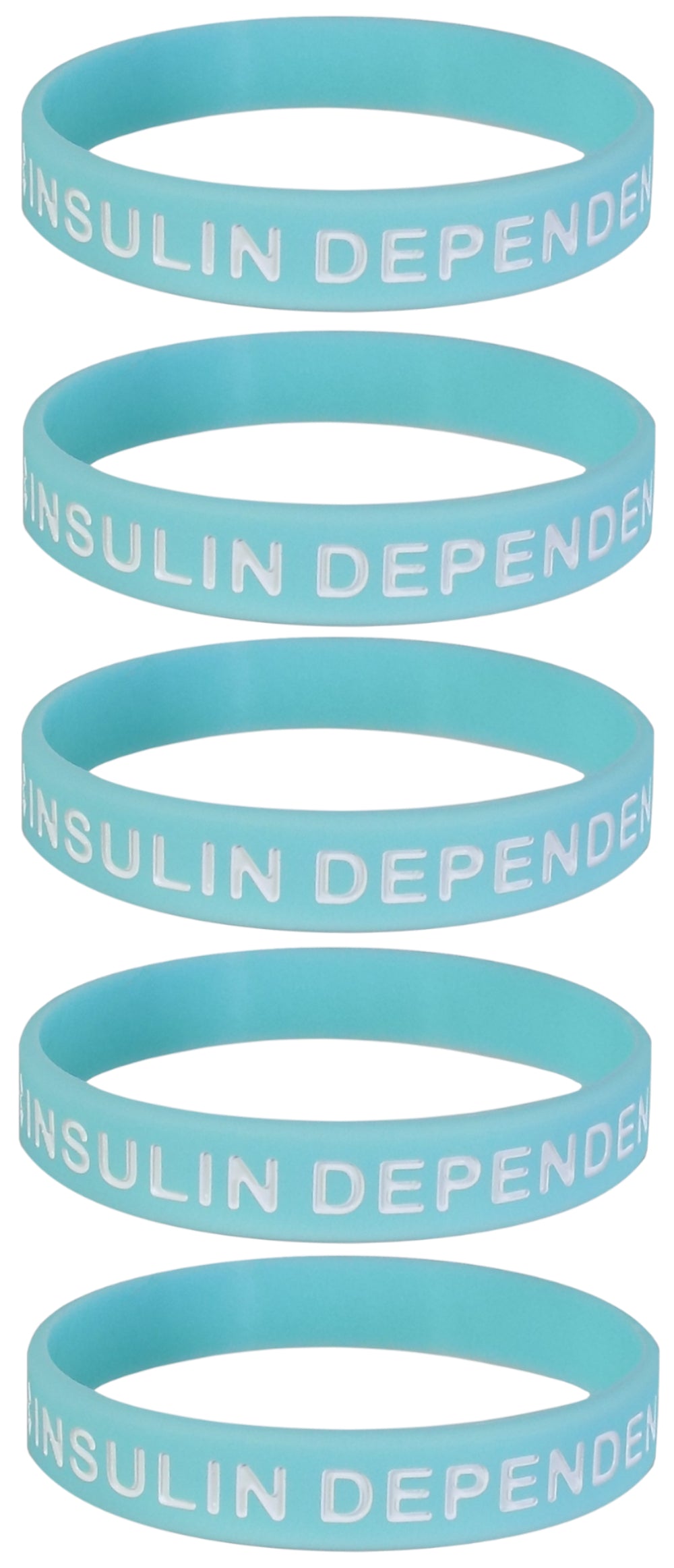 5 PACK "TYPE 1 DIABETIC" Medical Alert ID Silicone Bracelet Wristbands ADULT SIZE (8 Inches)