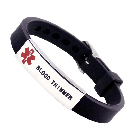 "BLOOD THINNER" Medical alert Wristband Bracelet - Adjustable