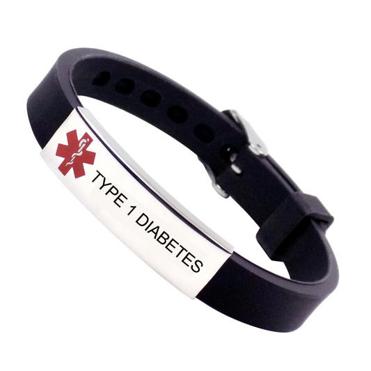 "TYPE 1 DIABETES" Medical alert Wristband Bracelet - Adjustable