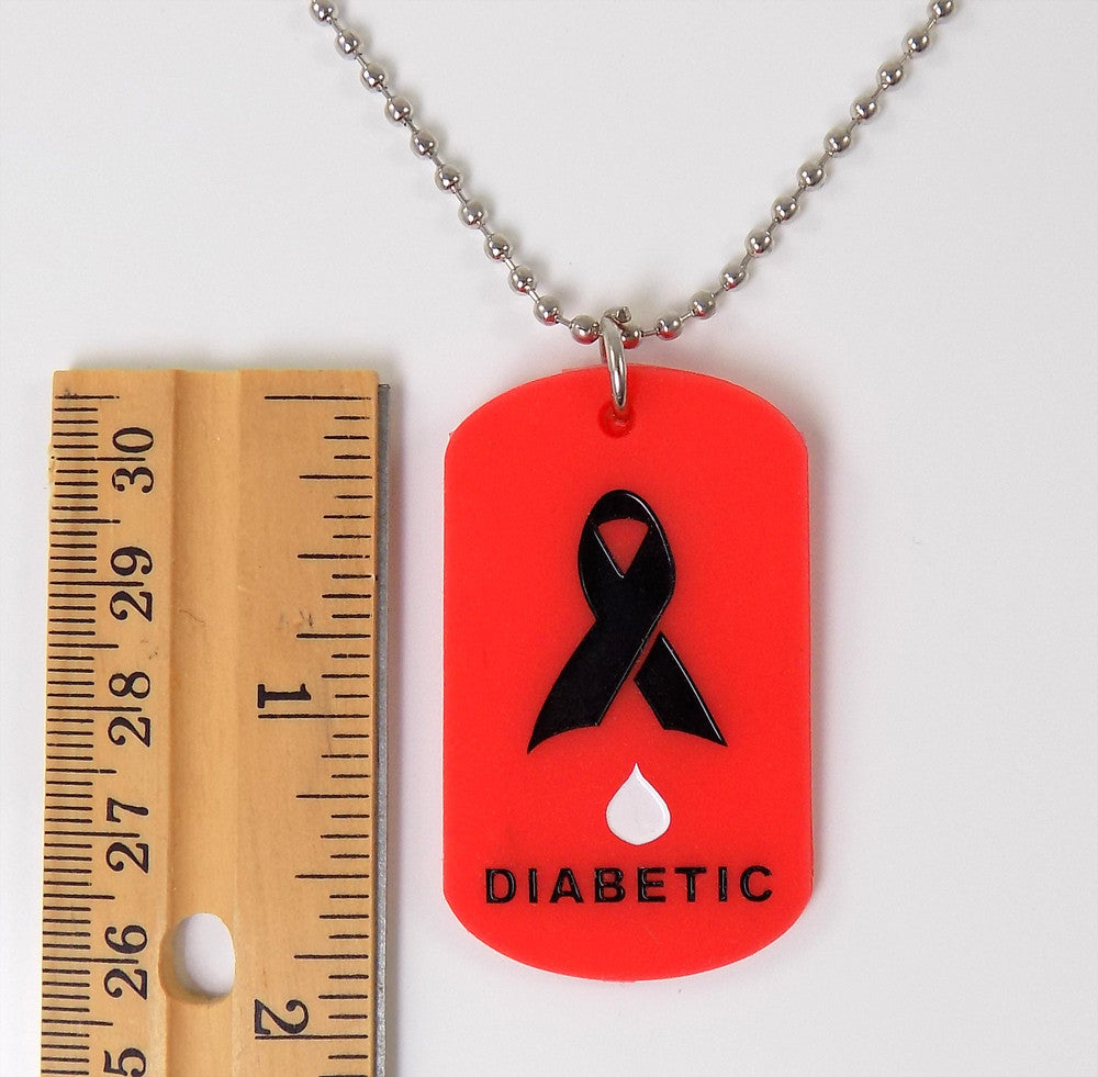 2 Pack Diabetes Medical Alert Silicone Dog Tag Necklaces Red and Bla Max Petals