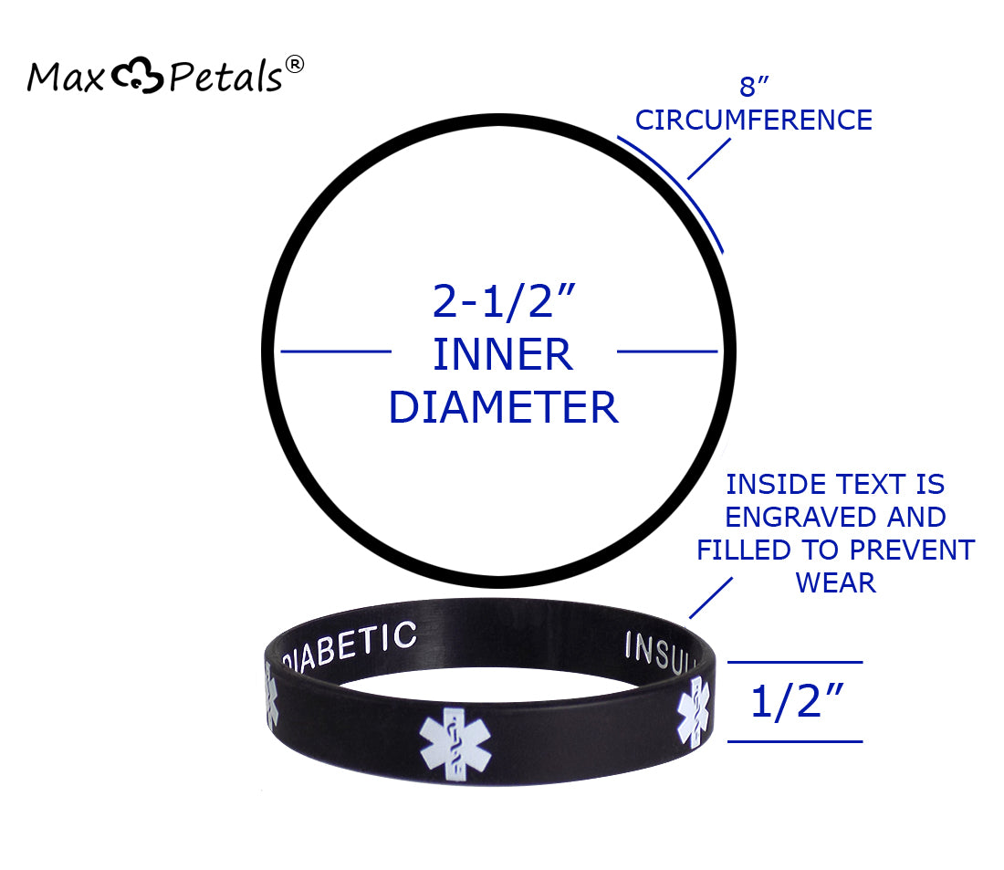 Enhance Patient Care: Type 1 Diabetic Medical Alert Bracelets Discreet Style (25-Pack)