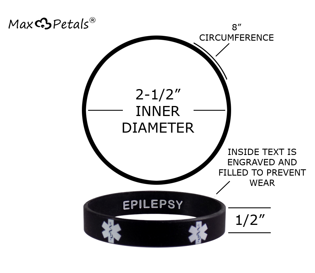 EPILEPSY Medical Alert ID Privacy Enhanced Silicone Bracelets Wristbands 5 Pack