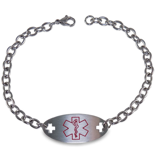 Blood Thinner Medical Alert ID Identification Bracelet with 9 Inch Chain